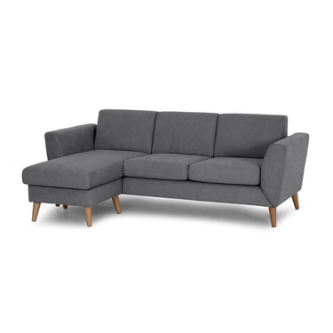 3 Seater Sofa with Chaise Longue and Vintage Legs - Dark Gray