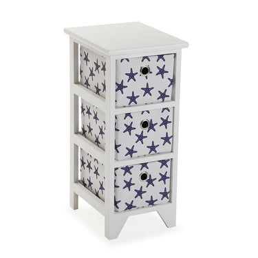 White Chest of drawers with Blue Stars (29 x 58 x 23 cm)