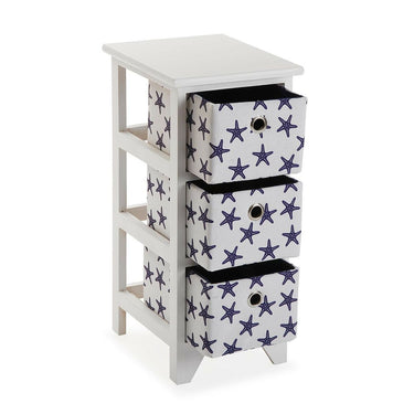 White Chest of drawers with Blue Stars (29 x 58 x 23 cm)