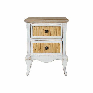 White and Natural Bedside Table in Fir Wood (48 x 38 x 64 cm)