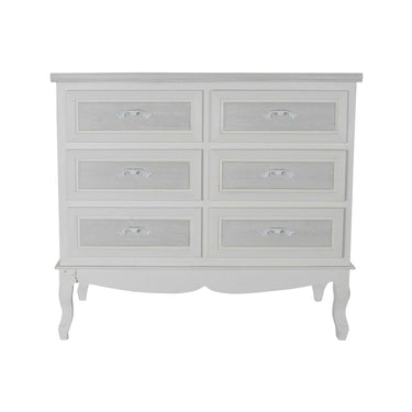 White Grey Chest of drawers in Wood and Romantic Style (100 x 40 x 87 cm)
