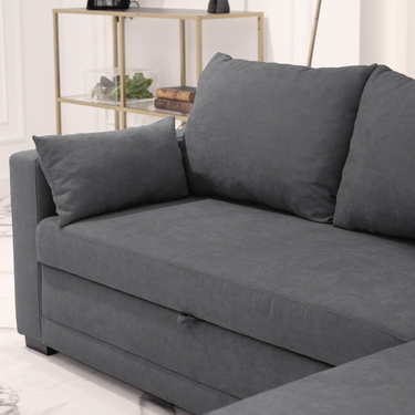 3 Seater Sofa Bed with Reversible Chaise Longue - Dark Grey