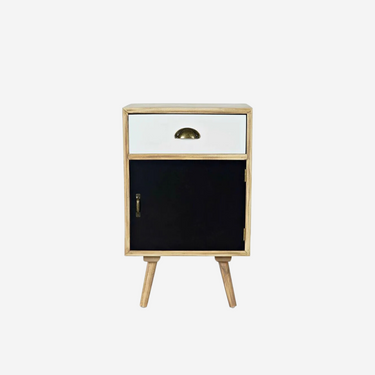White Navy Blue Bedside Table (40 x 35 x 64.5 cm)