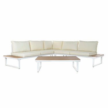 Garden sofa DKD Home Decor Beige Wood Polyester Steel (231 x 219 x 74 cm)
