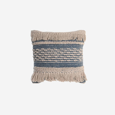 Beige Blue Cushion in Boho Style (45 x 10 x 45 cm)