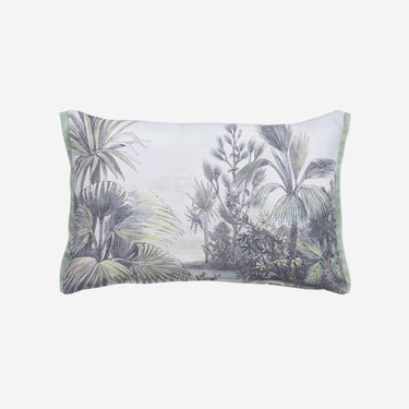 White Grey Cushion with Palms 100% cotton (45 x 30 cm)