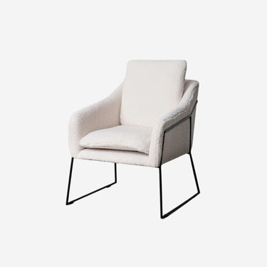 Beigefarbener Sessel mit schwarzen Metallbeinen (69 x 80 x 79 cm)