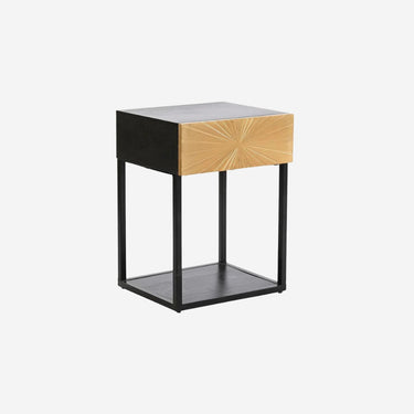 Black Bedside Table with Golden Drawer (35 x 40 x 55 cm)