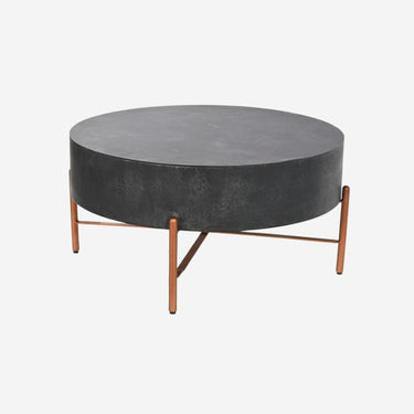 Black Centre Table in Mango wood and Bronze Metal Legs (90 x 90 x 45 cm)