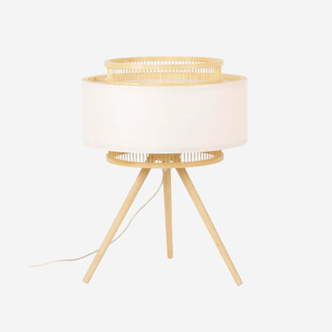 White Table Lamp in Bamboo (36 x 36 x 48 cm)