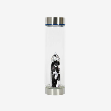 Obsidian & Clear Quartz Crystal Infused Water Bottle