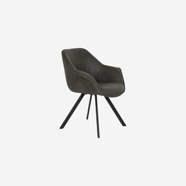 Dark Brown Dark grey Chair with Black Metal Legs (64 x 67 x 85 cm)