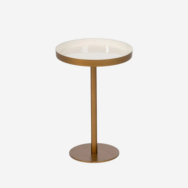 Golden White Side table in metal (30 x 30 x 44 cm)