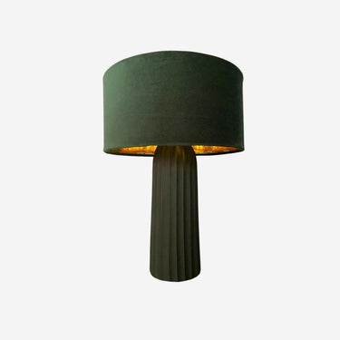Green Table Lamp in Velvet and Aluminium (26 x 26 x 37 cm)