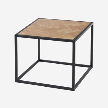 Table d'appoint en bois avec pieds en métal noir (55 x 55 x 45 cm)