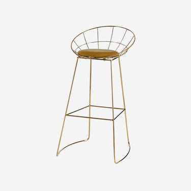 Mustard Stool with Golden Metal Frame (51 x 94 x 52 cm) (2 Units)