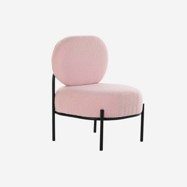 Pink Armchair with Black Metal Legs (51 x 61 x 79 cm)
