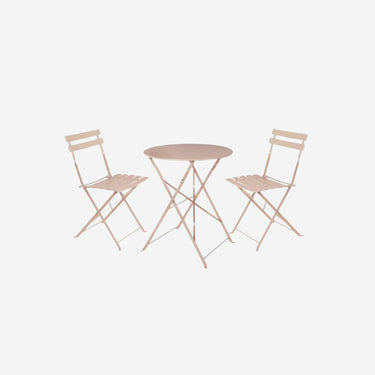 Ensemble table d'extérieur taupe avec 2 chaises en acier (60 x 60 x 71 cm)