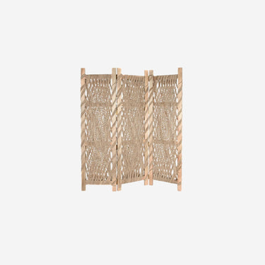Room Divider in Mango Wood and Jute (151 x 2,5 x 183 cm)