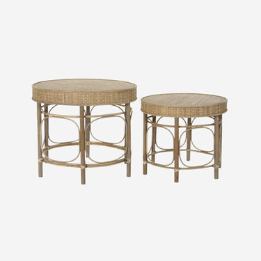 Set of 2 Round Side tables in Rattan (61 x 61 x 52 cm)