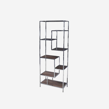 Shelving Unit in Wood Silver Steel Structure (80 x 40 x 200 cm)