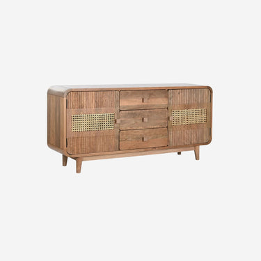 Sideboard in Wood with Rattan Finish (160 x 38 x 75 cm)
