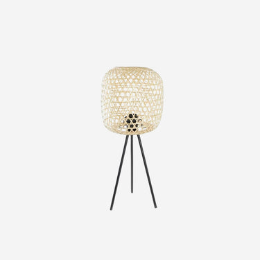 Table Lamp in Bamboo and Rattan with Black Metal Finish 50 W (23 x 23 x 56 cm)