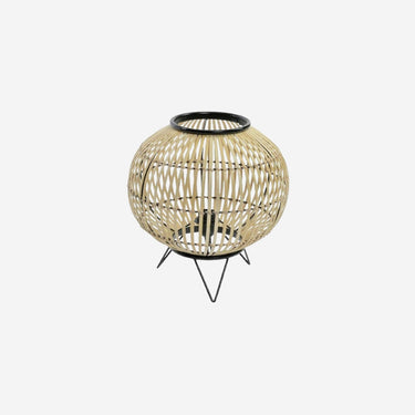 Lampada da tavolo in bambù con finitura in metallo nero (36 x 36 x 37 cm)