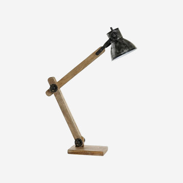 Lámpara de Mesa en Madera con Acabado en Metal Negro (17 x 50 x 80 cm)