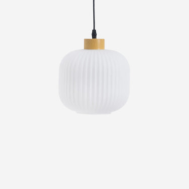 White Ceiling Light with Wooden Style Detail (20 x 20 x 30 cm)