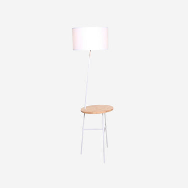 White Floor Lamp Pinewood Seat (40 x 65 x 152 cm)