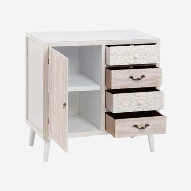 White Hall Table with Drawers and Shelves in Wood (80 x 40 x 80 cm)