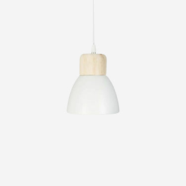 White Metal Ceiling Light with Wood 25 W (19 x 15 cm)