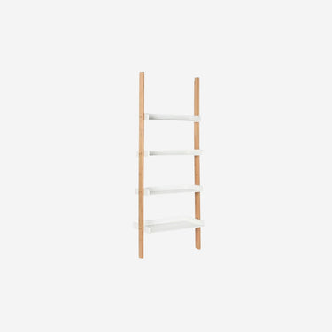 White Shelving Unit in Wood and Bamboo (57 x 30 x 152 cm)