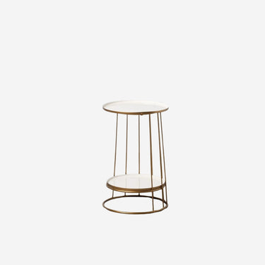 White Side table with Golden Metal Structure (40,5 x 40,5 x 62 cm)