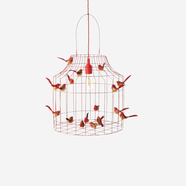birdcage hanging lamp red