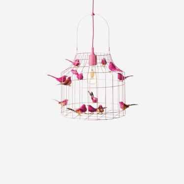 hanging lamp birds pink