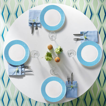 Service de table en verre bleu blanc (18 pièces)
