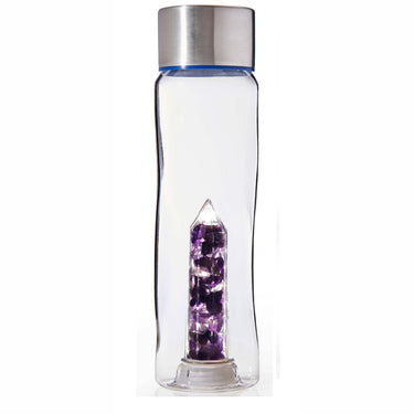 Amethyst & Clear Quartz Crystal Infused Water Bottle
