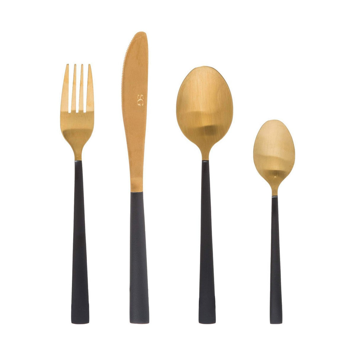 Golden Black Cutlery in Stainless Steel (16 Pieces)