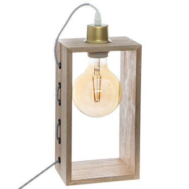 Lampe de table en bois avec détail doré