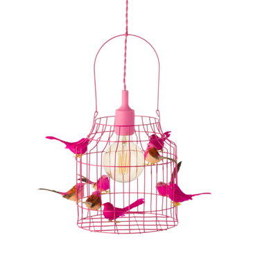 Birds Hanging Lamp Magenta