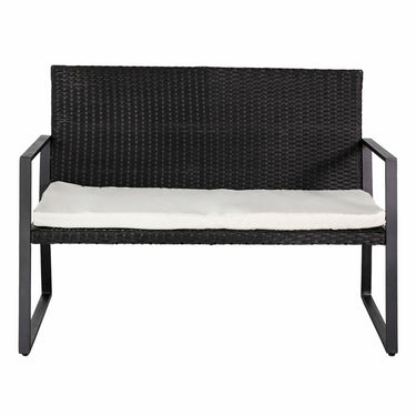 Ensemble de table d'extérieur noir et blanc avec canapé 2 places et 2 fauteuils (114 x 58 x 84 cm)