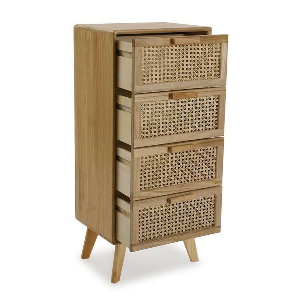 Chest of drawers in wood and Rattan (30 x 90 x 40 cm)