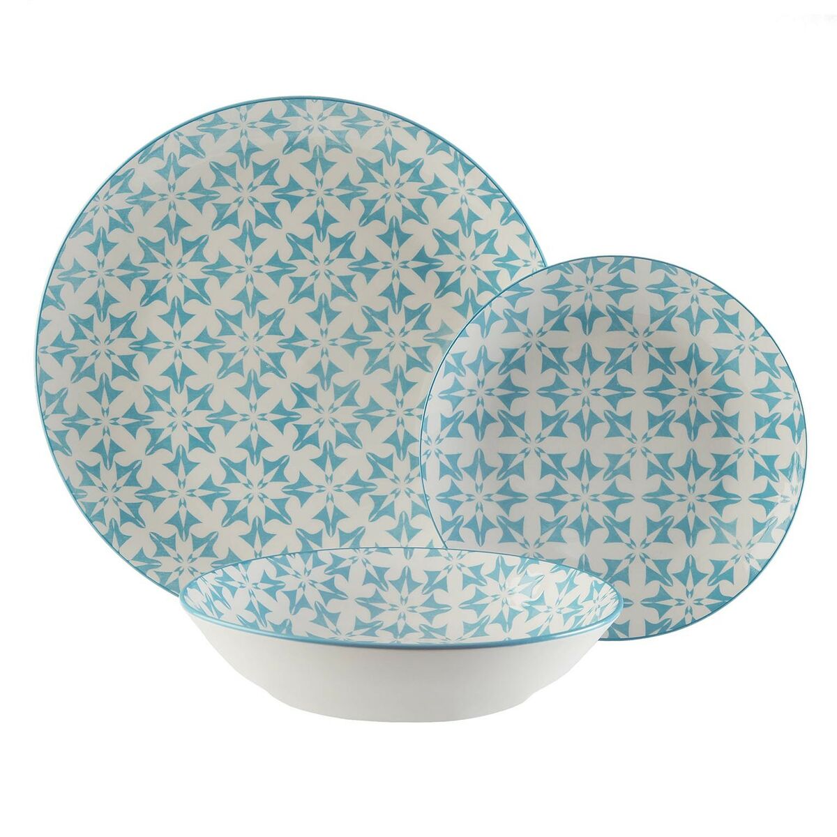 Tableware Set Porcelain Blue White (18 Pieces)