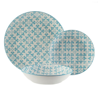 Service de table en porcelaine bleu blanc (18 pièces)