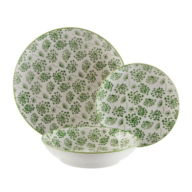 Service de table en porcelaine verte (18 pièces)