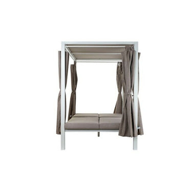 Lit de repos d'extérieur blanc gris en aluminium (208 x 188 x 205 cm)
