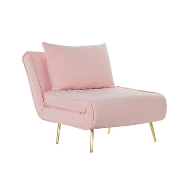 Sofá cama rosa claro con patas doradas (90 x 90 x 84 cm)