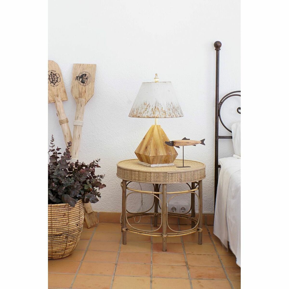 Set of 2 Round Side tables in Rattan (61 x 61 x 52 cm)